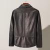 FAPAI Men's 100% Sheepskin Lapel Leather Jacket
