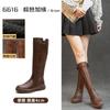 Customized 2025 Leather Knight Boots Women's British Style Boots Autumn and Winter Martin Boots But Knee High Boots