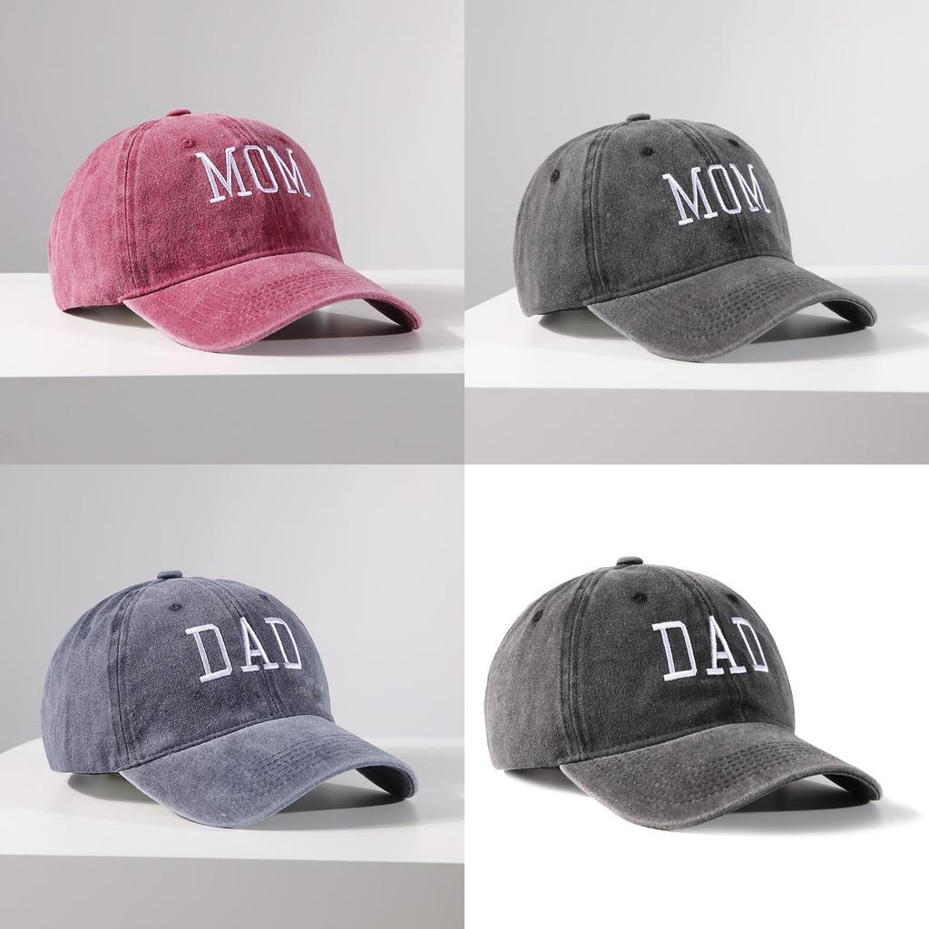 Dad Mom Letter Embroidery Cotton Baseball Hat With Adjustable Fit For Summer