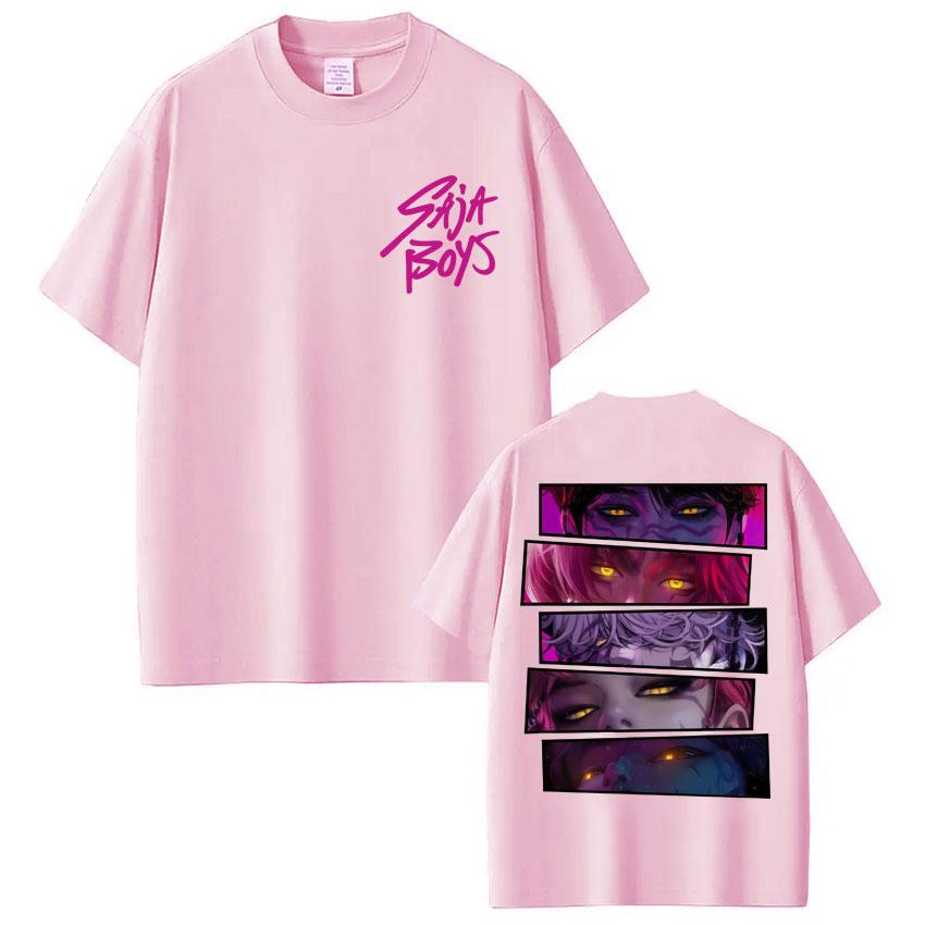 Kpop Anime Dämonenjäger Saja Jungs T-Shirts Herren Damen Vintage Trendig Beliebtes T-Shirt Oversized Baumwolle Lässige T-Shirts Streetwear