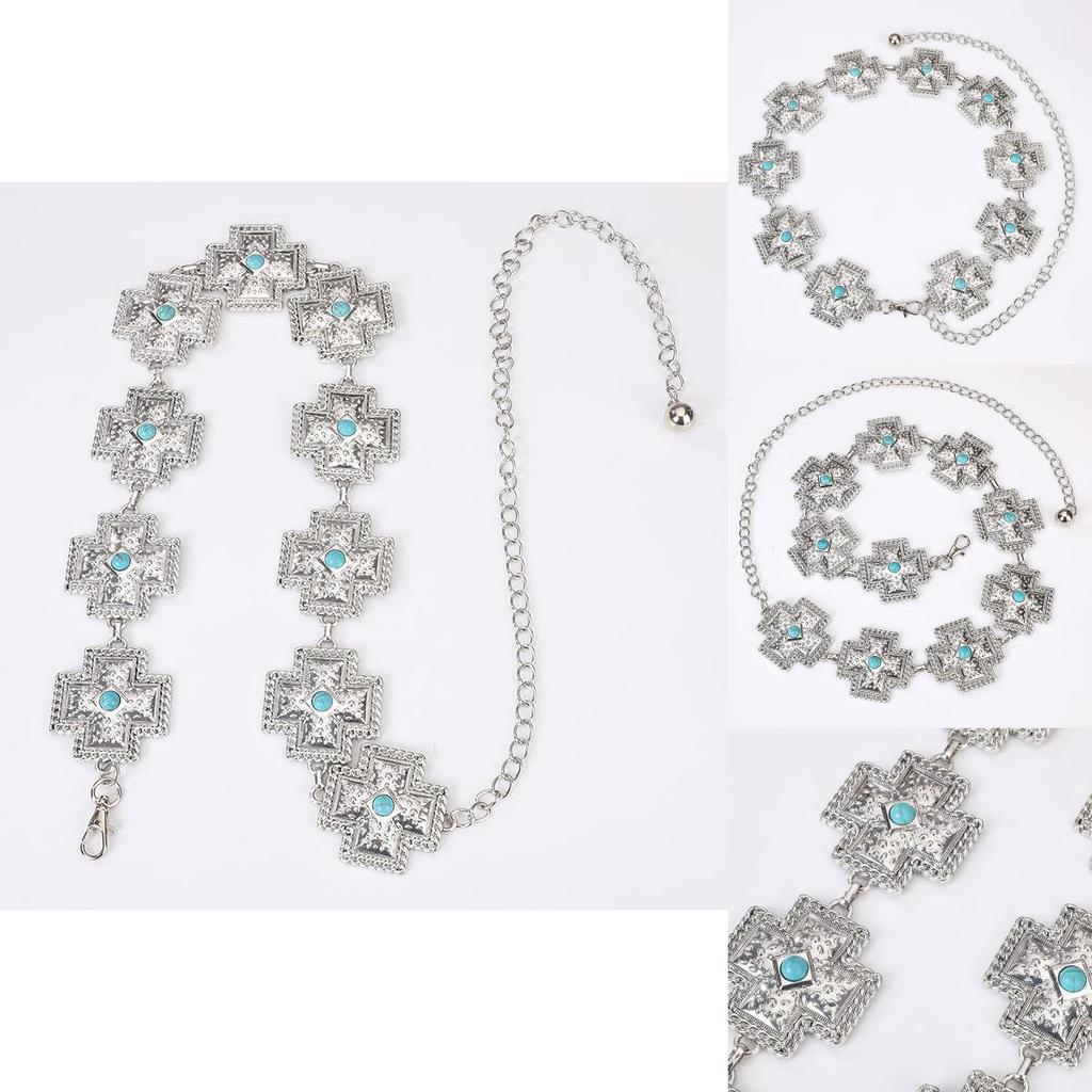 Bohemian Womens Waist Chain With Turquoise And Metal Detail For Spring And Autumn Fashion