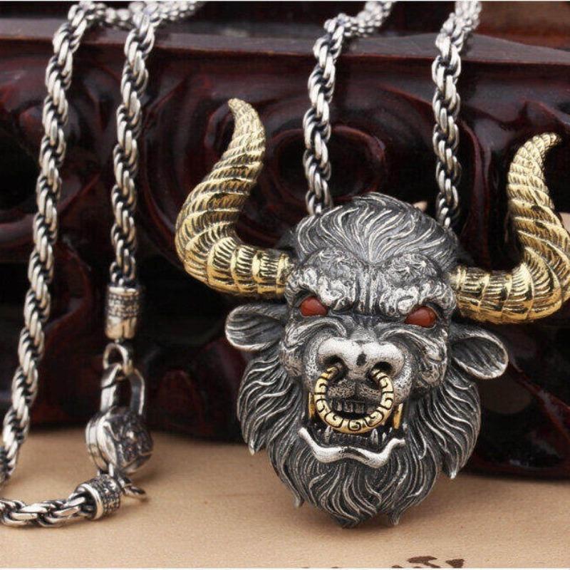 

Модное персонализированное ретро доминирующее ожерелье с подвеской в виде головы быка
