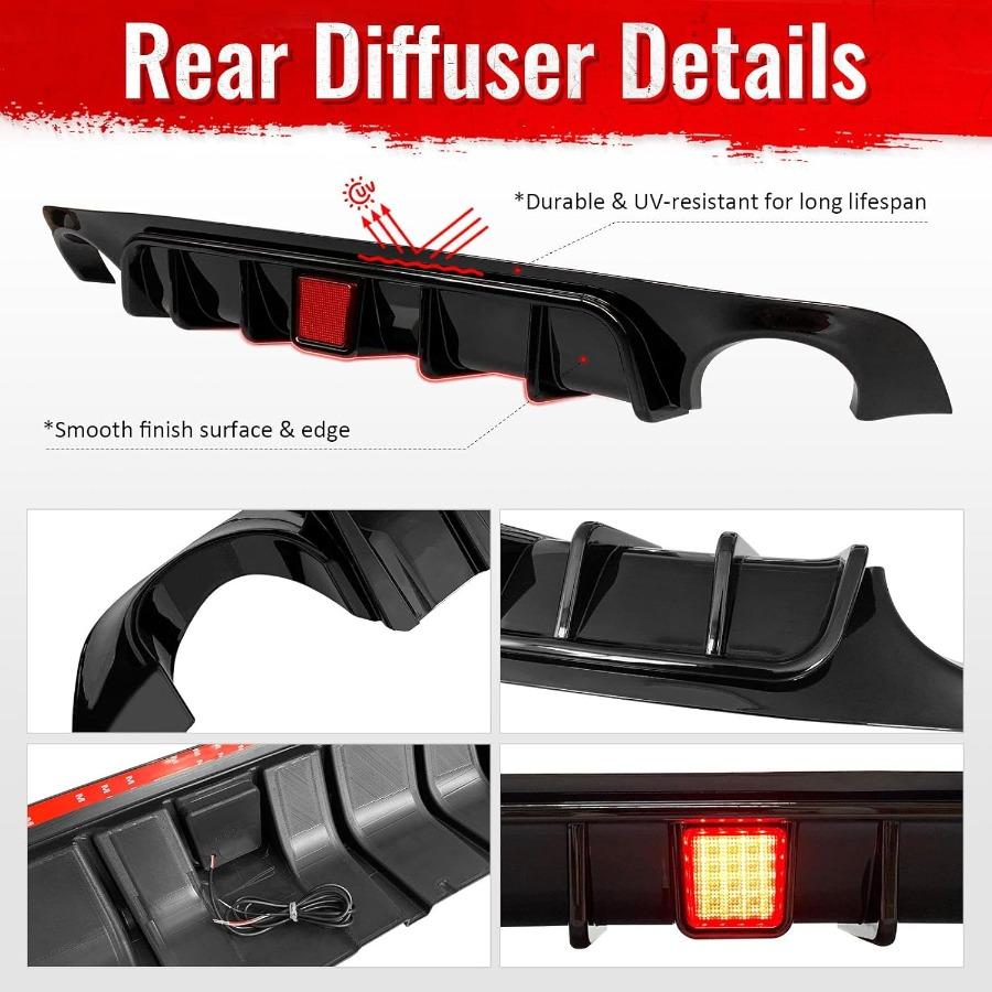 Dyfuzor Tylny Kompatybilny z 20182025 Infiniti Q50 Błyszczący Czarny PP Dodatek Wargi Dyfuzora Spoilera Rozdzielacza Zderzaka Tylnego Z Pokrowcem