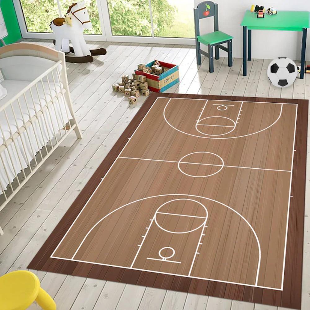 Basketballplatz Blaupausen Teppichmatte Teppich Heimdekoration Spielplatz Bodenbereich Teppich Wohnzimmer Schlafzimmer Sport Thema Schlafzimmerdekoration