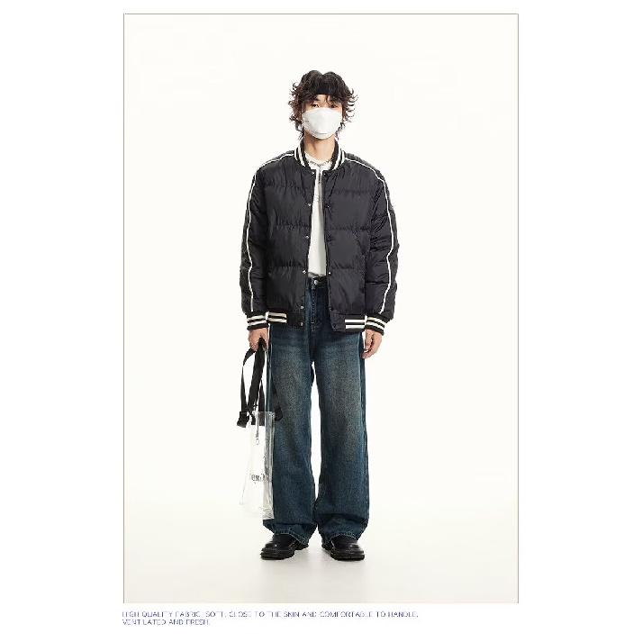 Jeans Autunnali a Gamba Dritta da Uomo Lavati Casual alla Moda di Marca Senso del Design High Street, Robusti e Belli Retrò con Pieghe a Lunghezza Pavimento
