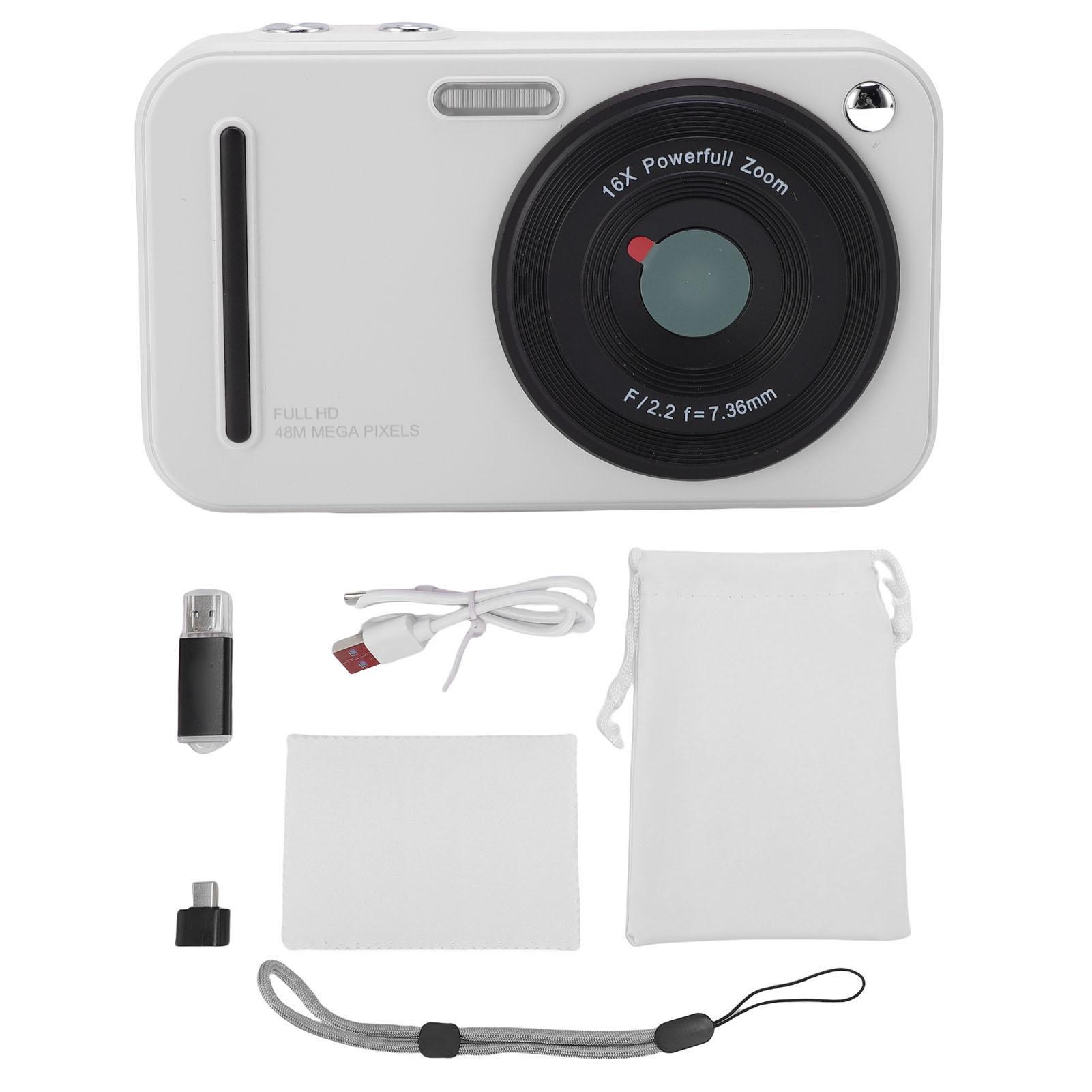 

Digital Camera 48MP 1080P UHD Auto Focus Anti Shake 16X Zoom Selfie Camera with 32GB Small Memory бежевий