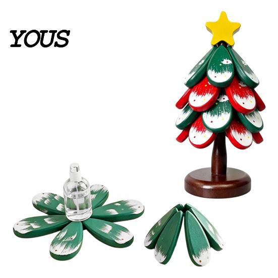 Rustic Dining Table Pad Christmas Tree Wooden Trivets, Durable Pine Wood Potholders with Storage Stand, Decorative Holiday Tray Heat Resistant