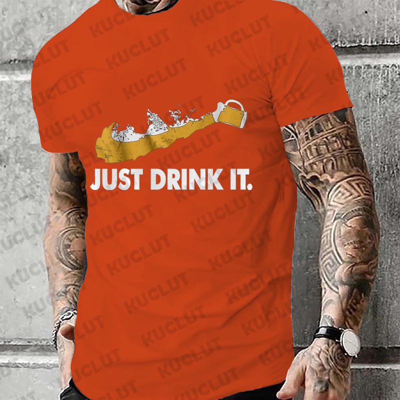

Мужские футболки Просто выпей это Смешной дизайн Мужские футболки Футболки ко Дню пива Homme Одежда с коротким рукавом Футболки для любителей пива Мужские 4XL