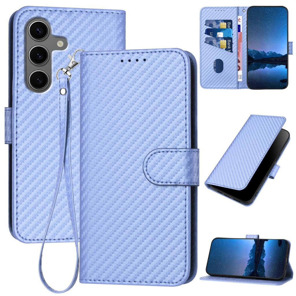 YX0070 For Samsung Galaxy S25+ Wallet Case Carbon Fiber Texture Leather Cell Accessories Phone Cover