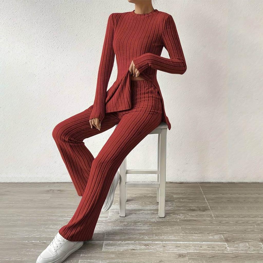 Women's Solid Color Sexy Casual Slim New Fashion Feminine Suit Two-piece Set