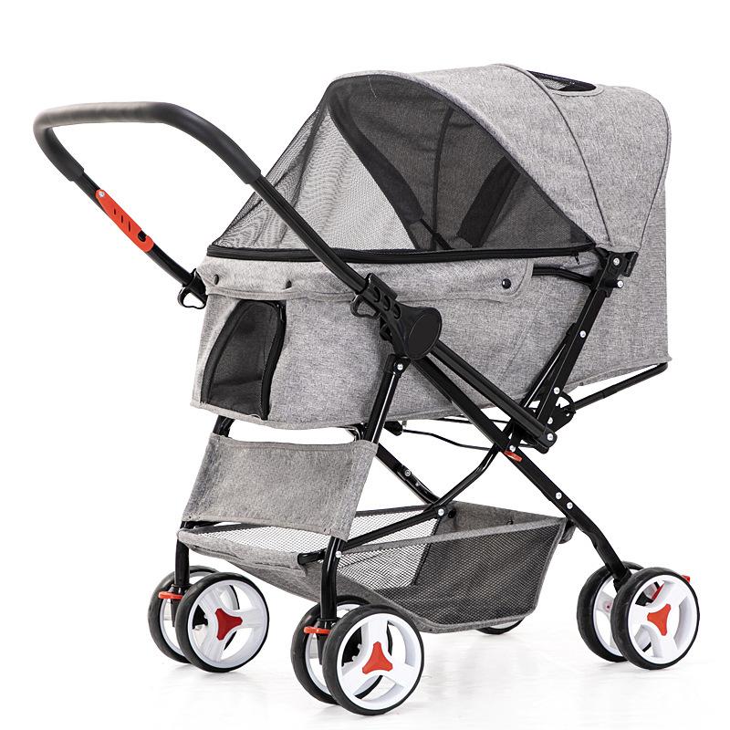 Foldable Pet Stroller for Dogs and Cats with One-Touch Folding Quick Setup and Dual-Direction Function