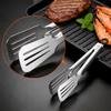 1 stainless steel barbecue tongs - non-slip long handle, suitable for grilling, baking, salads, and ice cubes, kitchen utensils
