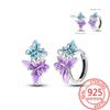 Pink Series Romantic Flower Butterfly Unicorn Tulip Geometry 925 Silver Earrings Boutique Fine Jewelry Gifts for Women