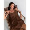 Brown Cotton-Linen Dress For Women Summer Holiday Style Loose-Fitting Suspender Dress A-Line Skirt