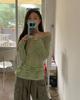 Y2K maglione lavorato a maglia vintage verde scavato da donna Harajuku pullover sottile senza schienale sexy moda casual maglione sottile