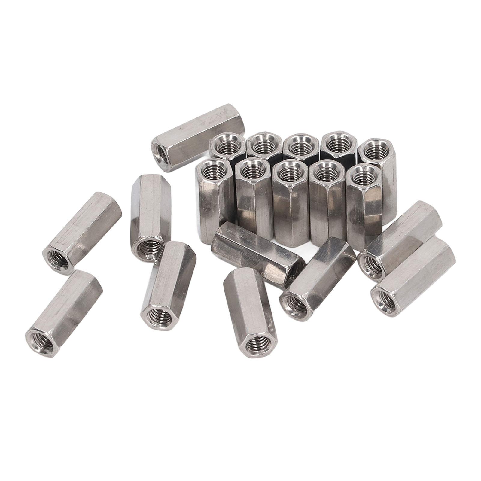 

20Pcs Hex Coupling Nut 304 Stainless Steel Rust Proof Female Thread M5 Connector Nut Silver