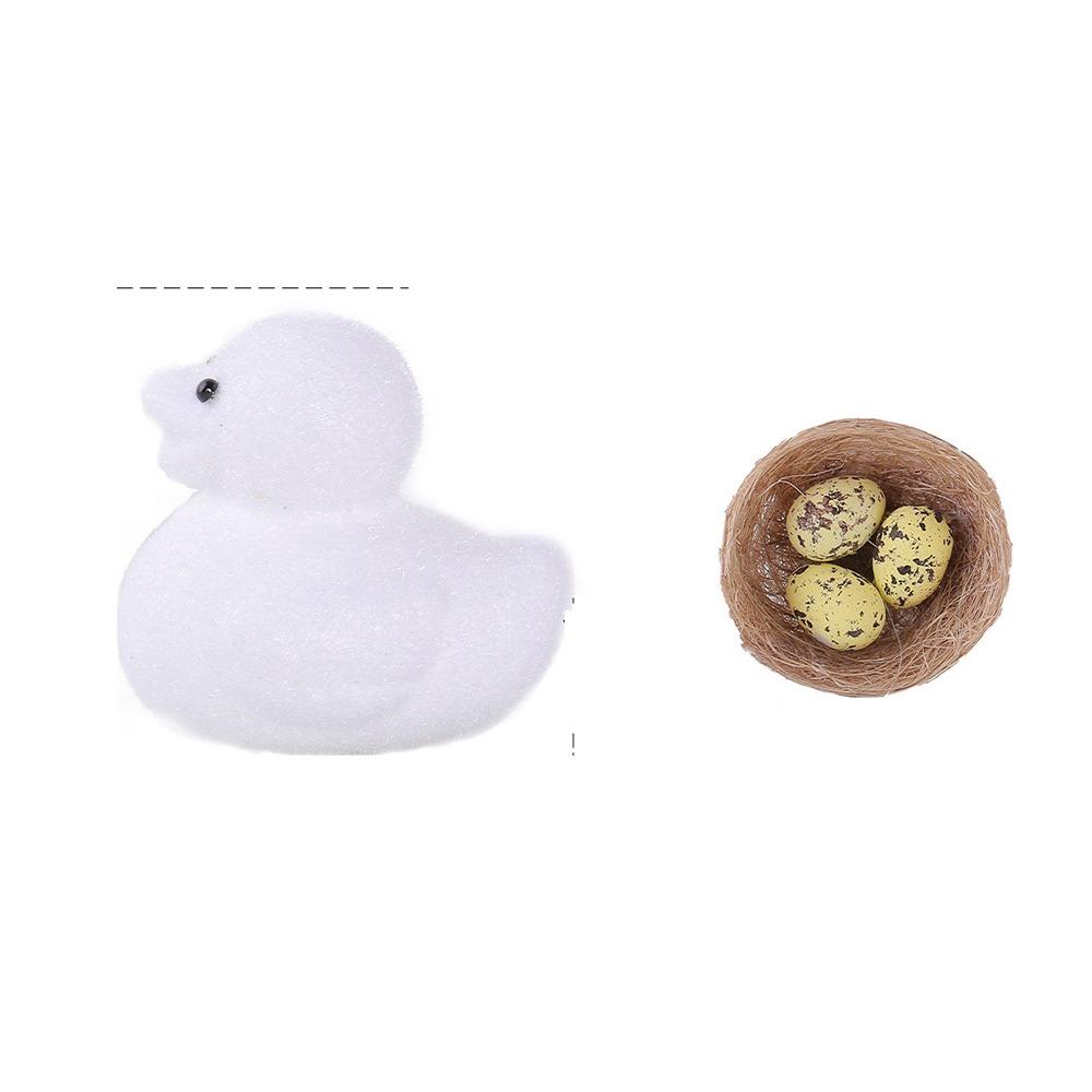 

Colorful Easter Duck Ornament Set Foam Simulation Egg Bird Nest Painted Egg Toy Home Party Style 3
