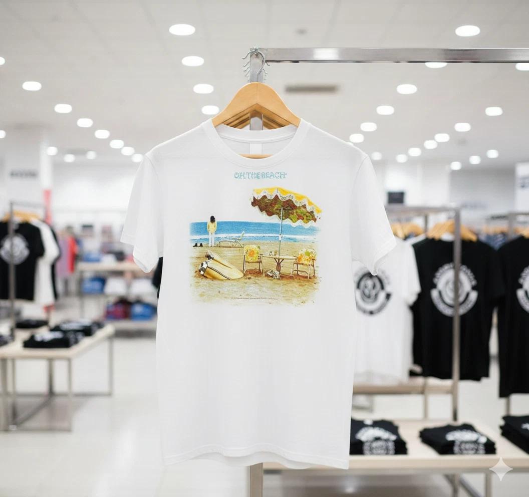 

Vintage Beach Surf Scene Graphic T-Shirt White Retro Summer Style - T741 L