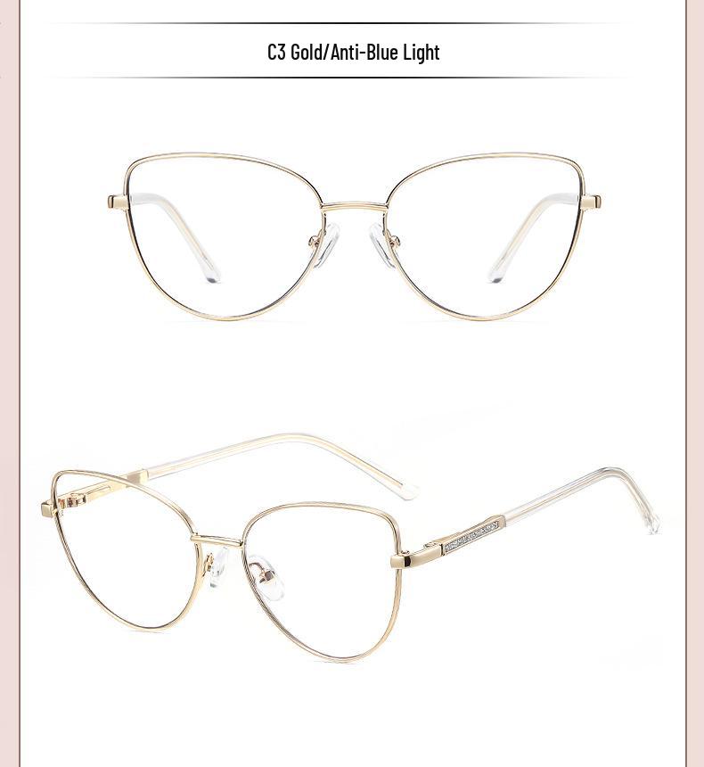 Children’s Cat-Eye Anti-Blue Light Glasses with Metal Temples - Lightweight & Comfortable Myopia Frame