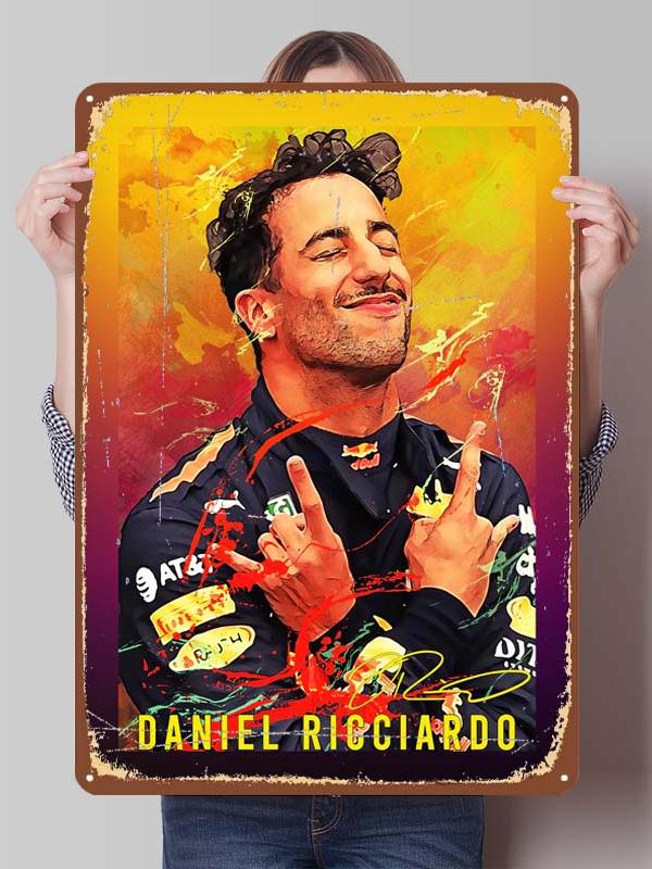 Daniel Ricciardo Plakaty Wyścigowe F1 Metalowe Znaki Dekoracja Wystrój Salonu Mężczyźni Niestandardowe Blaszane Tabliczki do Dekoracji Ścian