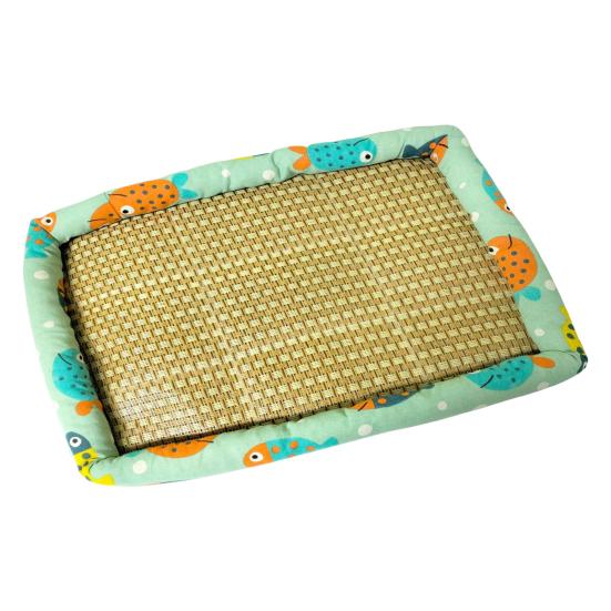 Pet Cooling Mat Summer Cooling Dog Bed Mat Washable Cooling Rattan Mat with Raised Edge Non-slip Bottom for Cats And Dogs