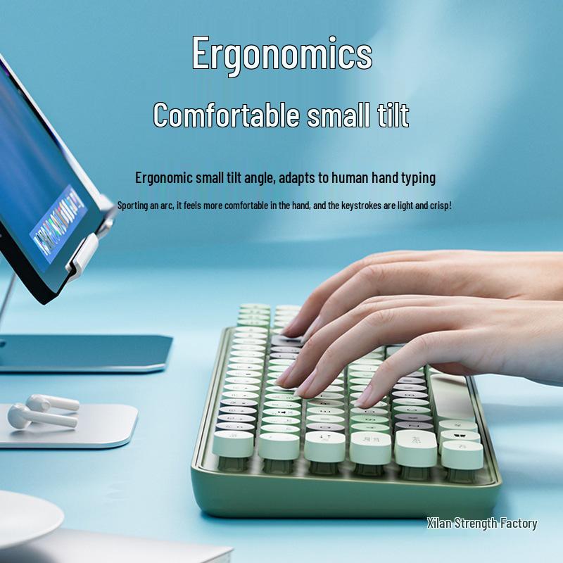 Bluetooth Wireless Silent Mechanical Keyboard & Mouse Set for Girls - Rechargeable and Stylish for Office Use
