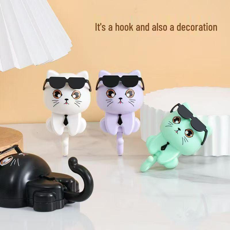 Creative Cartoon Wall-Mounted Adhesive Hook for Coats, Hats, Keys, and Sunglasses.