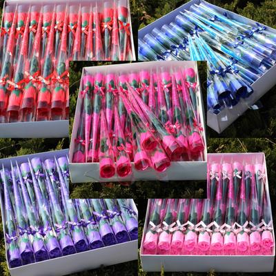 Single Soap Flower Rose Wedding Arrangement Valentine's Day Simulation Bouquet Immortality Flower Night Stall