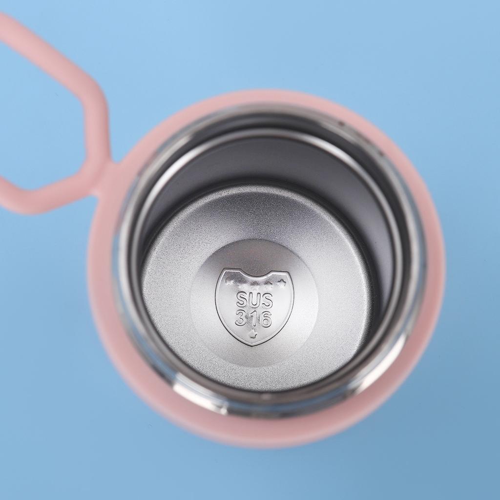 Small Round Cover Thermos Flask Cup Simple Letter Design Cute Handy Mini Pocket Cup Student Children Water Cup