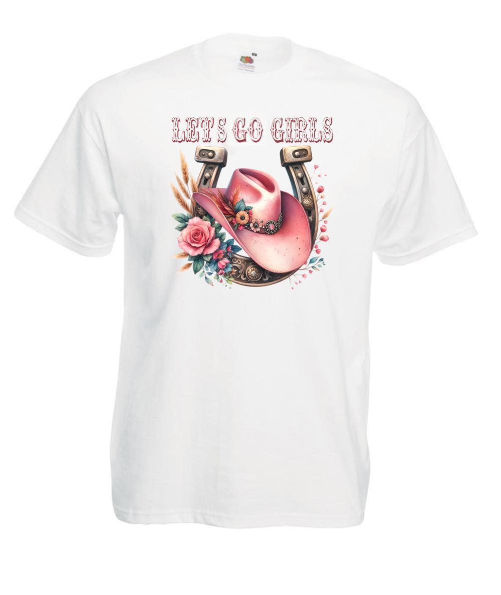 Adults Lets Go Girls Cowgirl Barn Dance Line Dancing Unisex White TShirt 2XL