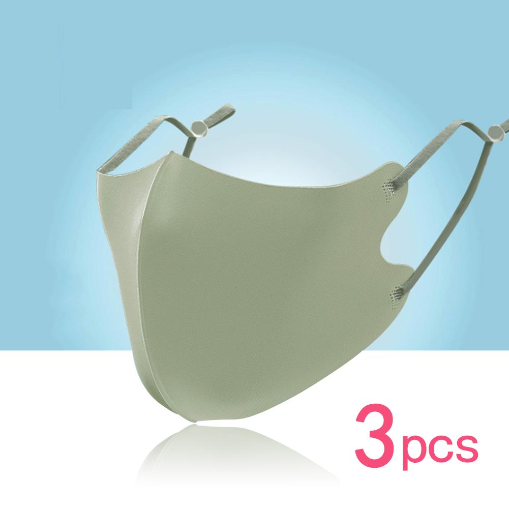 3 KS Masek z ledového hedvábí Omyvatelná Prachotěsná Filtrační Maska na Ústa a Obličej pro Dospělé