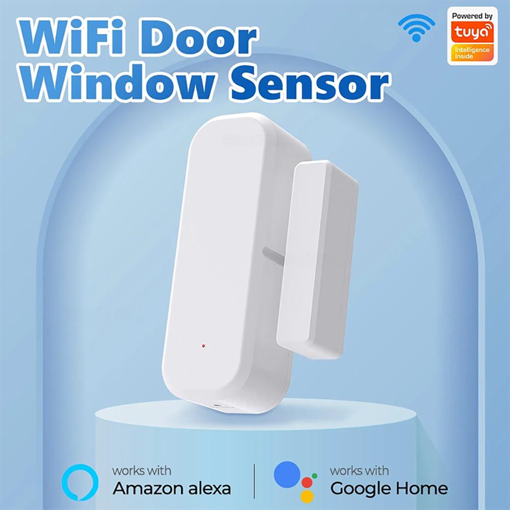 Smart WiFi Wireless Door Sensor Smart Home Open Close Detector Smart Life App Control Notification Compatible with Alexa Google