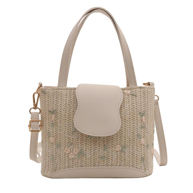 Straw Bag Autumn New Single Shoulder Oblique Span Bag Woven Portable Small Bag Women 2025 Beach Vacation Small Bag Lace