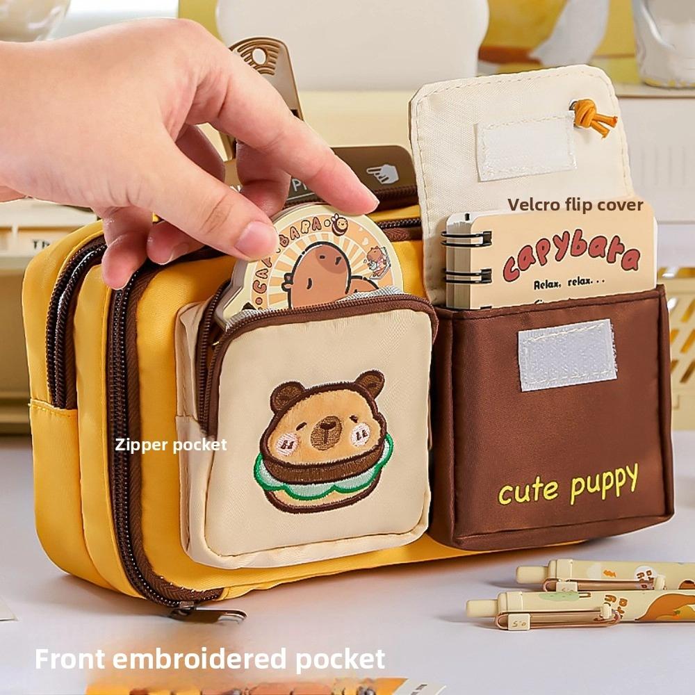 Cosmetics Card Storage Cartoon Pen Pencil Case Cartoon Embroidery Stationery Storage Bag Men Women