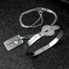 Bracelet jonc Cœur Argenté Délicat pour Pendentif Clé Ensemble Bijoux pour Amoureux pour Jour d'Anniversaire de Couples