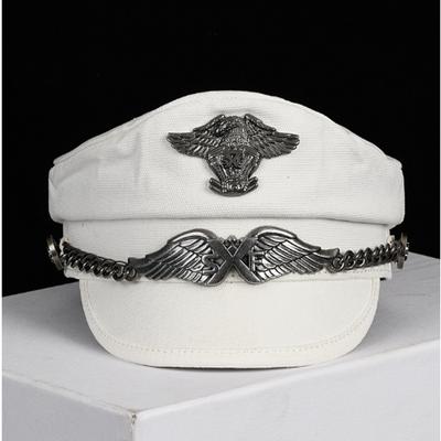 Gorra de marinero con visera de la Marina de Retro americano, boina de primavera para hombre y mujer, gorra de lona con cinturón de águila gris, locomotora, gorra de capitán alemán
