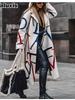 Nuovo Cappotto Antivento Stampato Lento Oversize Autunnale da Donna con Collo Rialzato per Donna