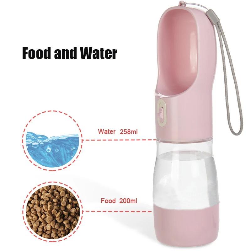 2 In 1 Pet Dog Water Bottle Cat Food Dispenser Portable Multifunctional Drinking Bowl for Small Large Dogs Travel Puppy Supplies