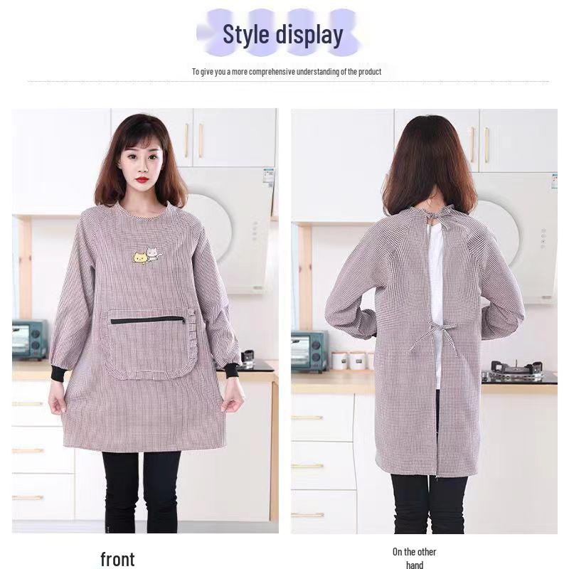 Stylish Cotton Long-Sleeve Coveralls - Autumn/Winter Kitchen & Home Cooking Apron for Adults