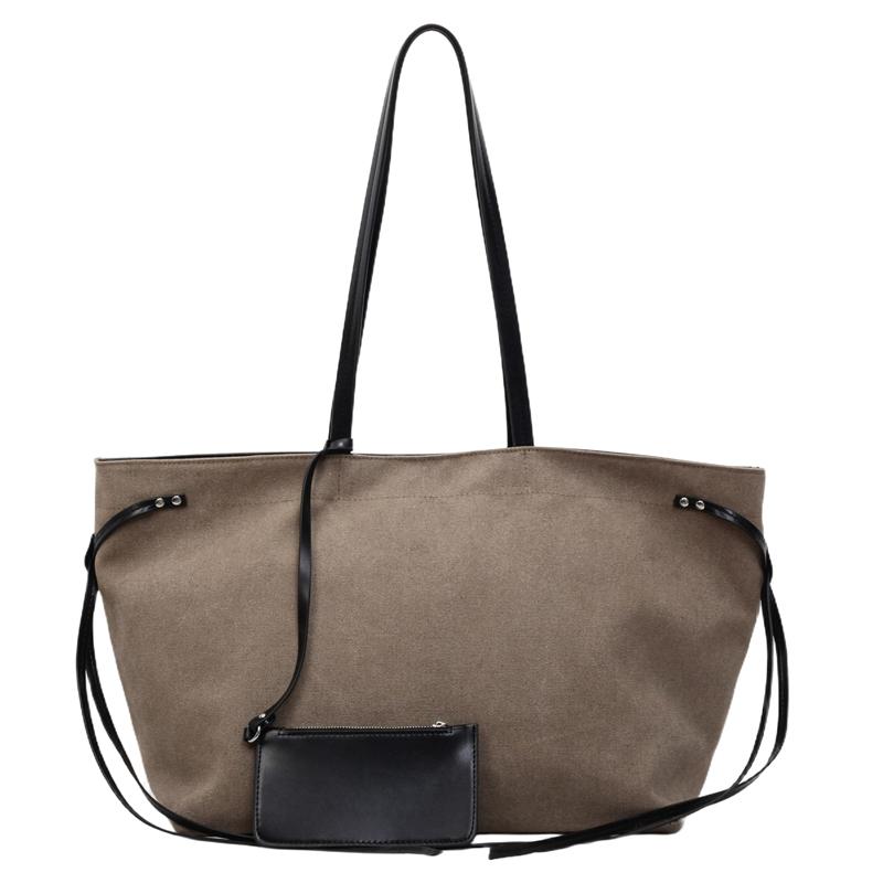 

Casual Fashi Solid Canvas Large Capacity Shoulder Bags for Women 2026 New Persality Stylish Design Commute Style Tote Bags хакі