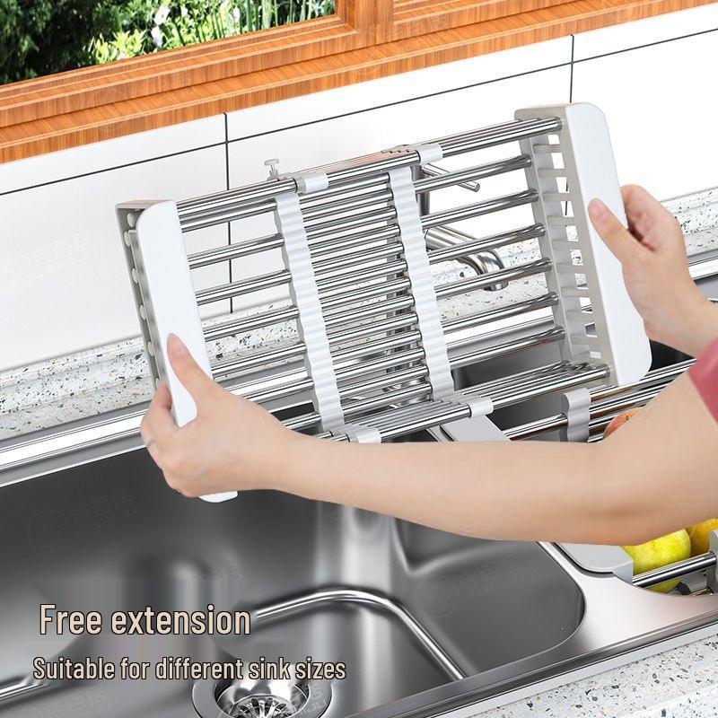 Retractable Sink Dishwasher Rack: Vegetable Washing & Drain Basket Shelf