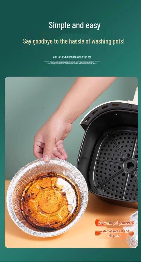Thickened Tin Foil Pan Air Fryer: High-Temperature Resistant, Food-Grade Baking Pan, Oil Paper, Oven Safe, Die-Cast Design