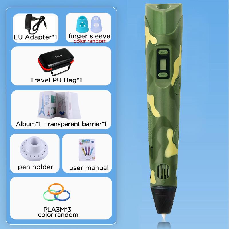 Kinder 3D-Stift 3D-Zeichen Druckstift LCD-Bildschirm Netzteil 40 Farben 200M PLA-Filament Kinder Jungen Mädchen Geburtstag DIY-Geschenk