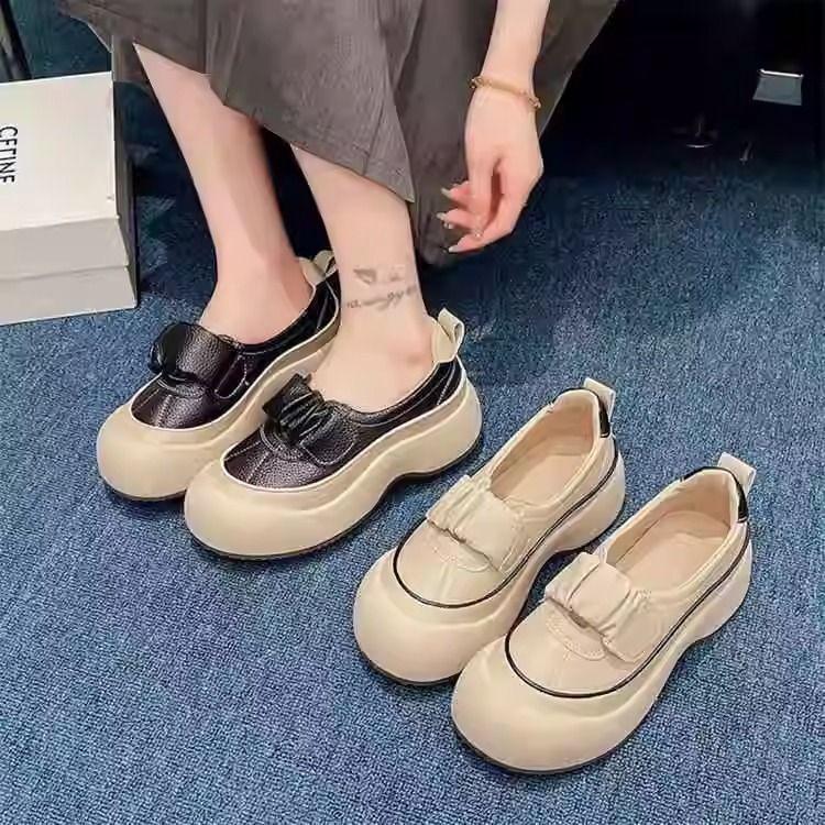 Popular retro single shoes women's autumn 2025 new one-pedal lazy breathable single shoes platform casual sneakers