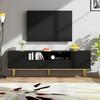 TV Cabinet, Modern TV Furniture with Golden Legs and Moldings, 2 Drawers & 2 Compartments, Elegant Design