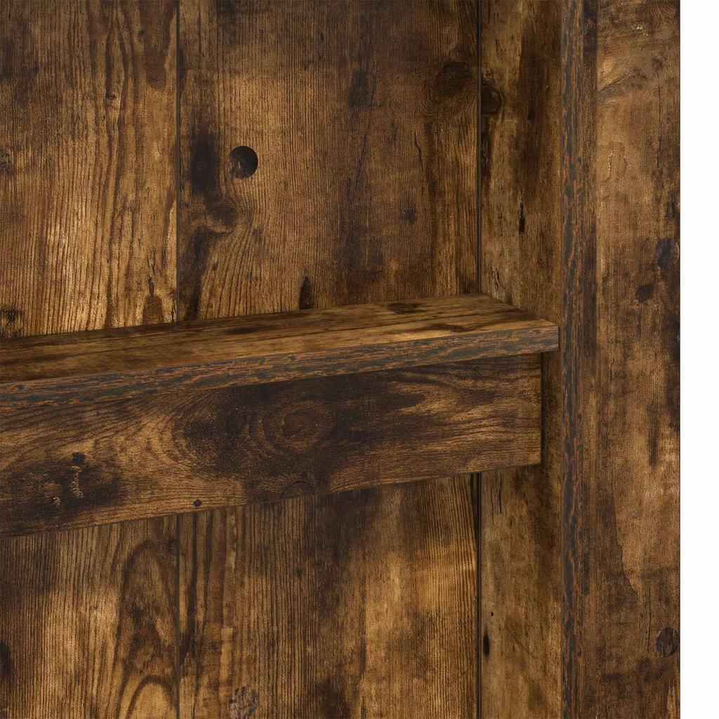 Loft Style Bunk Bed Frame with Desk Smoked Oak