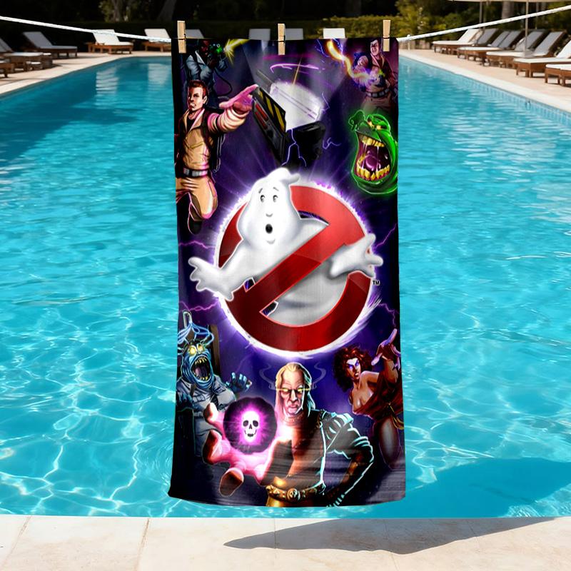 Ghostbusters Print Beach Towel Design, Soft, Lightweight. for Home Bathroom, Spa, Pool, Yoga, Surfing, Camping, Gift for Family, Friend