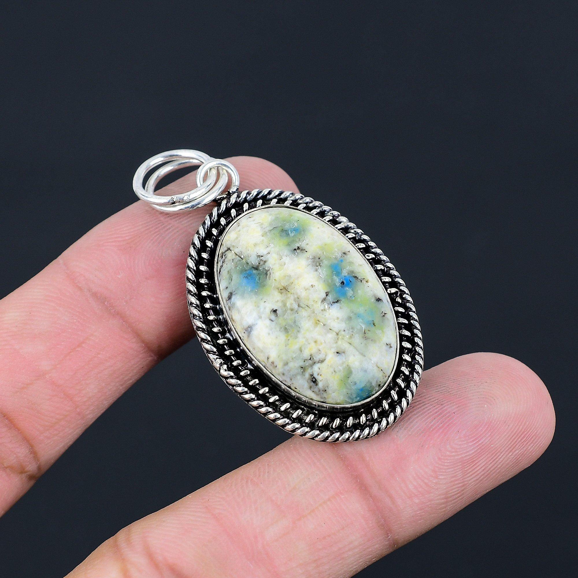 Oval K2 Jasper Gemstone New Daughter Handmade Wedding Bezel Pendant 925 Silver