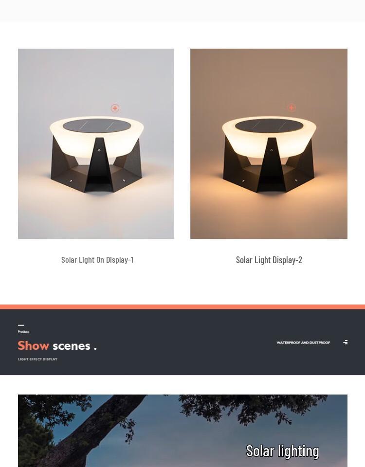 Waterproof Outdoor Solar Pillar Light for Walls, Gates, and Courtyards