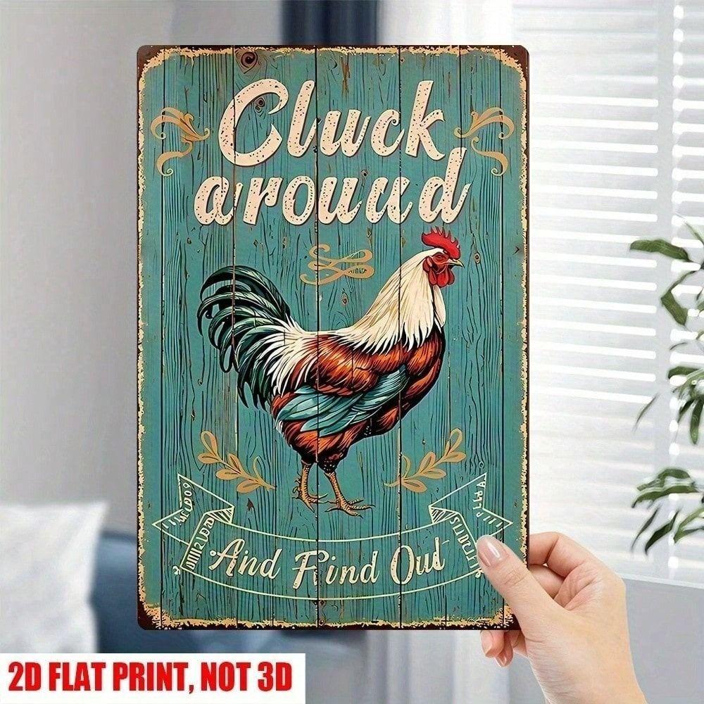Metal Poster Retro Rooster Wall Decor for Chicken Coop